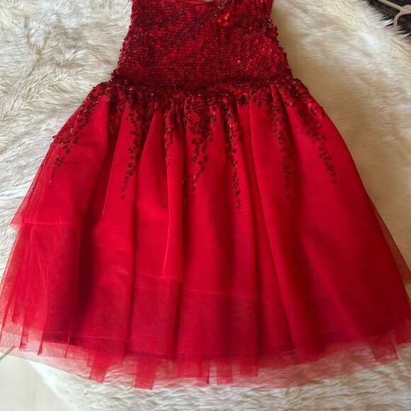 CAT & JACK Girls Size 6/6X Red Sparkle Christmas Dress - Picture 3 of 3